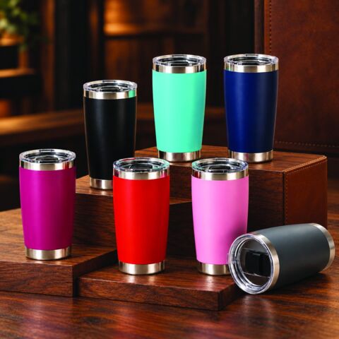 Powder-coated 20 oz steel tumblers ready for laser engraving