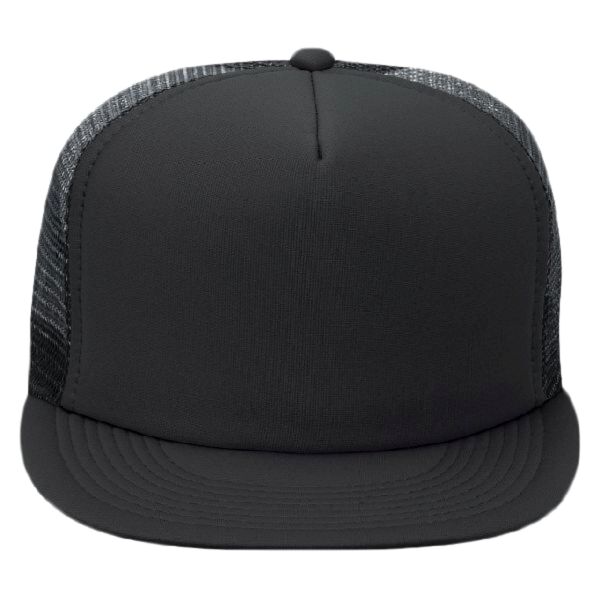OTTO Polyester Foam Front Round Flat Visor "OTTO SNAP" Five Panel High Crown Mesh Back Trucker Snapback Hat Thumbnail